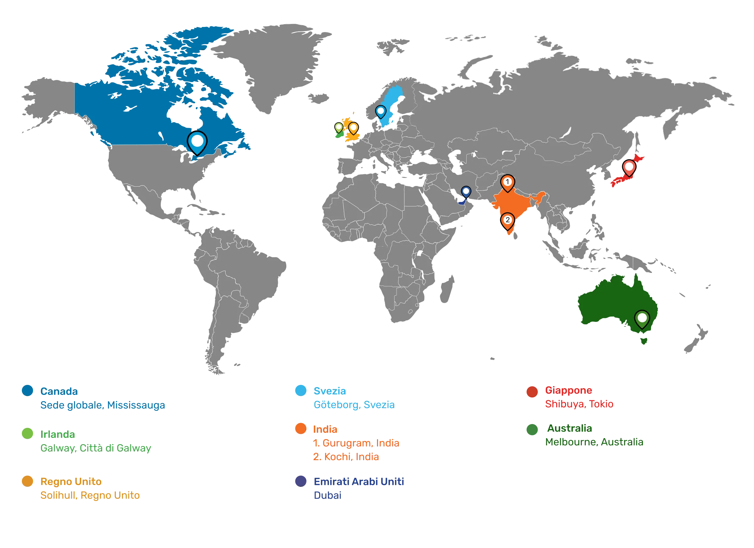 Map of SOTI Office Locations Around The World